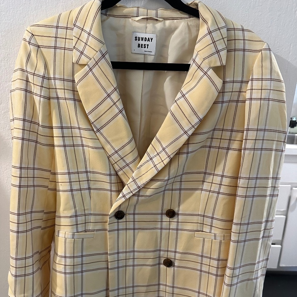 Sunday Best Clueless Yellow Plaid Blazer